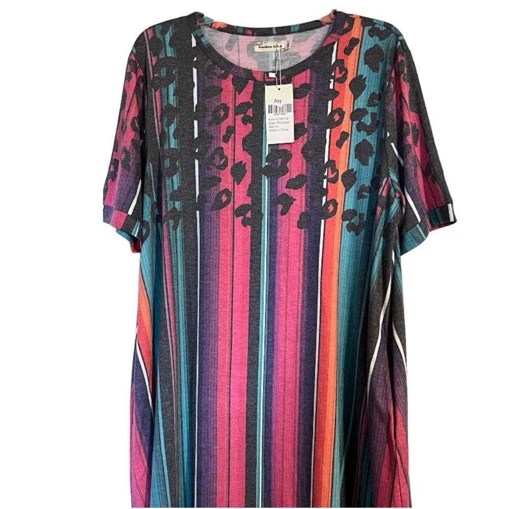 Southern Stitch•Leopard Striped Dress - Picture 4 of 9